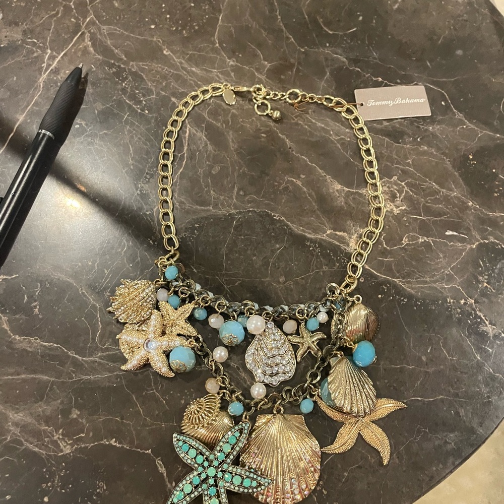 Tommy Bahama Gold and Turquoise Statement Necklace